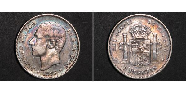 5 Peseta Kingdom of Spain (1874 - 1931) 銀 Alfonso XII of Spain (1857 -1885)