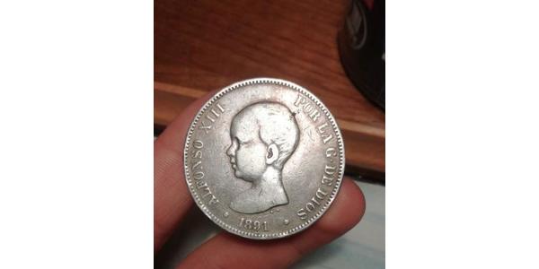 5 Peseta Kingdom of Spain (1874 - 1931) 銀 阿方索十三世 (1886 - 1941)