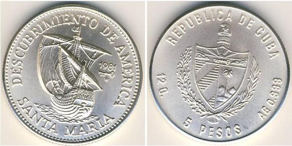 5 Peso Cuba Argent 