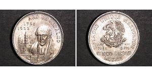 5 Peso Second Federal Republic of Mexico (1846 - 1863) Argent Miguel Hidalgo