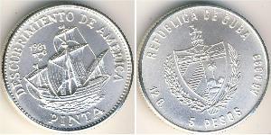 5 Peso Cuba Argento 