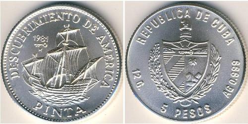 5 Peso Cuba Argento 