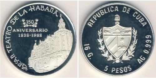 5 Peso Cuba Argento 