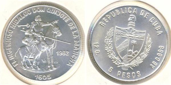 5 Peso Cuba Argento 