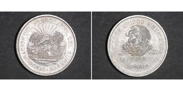 5 Peso Messico Argento 