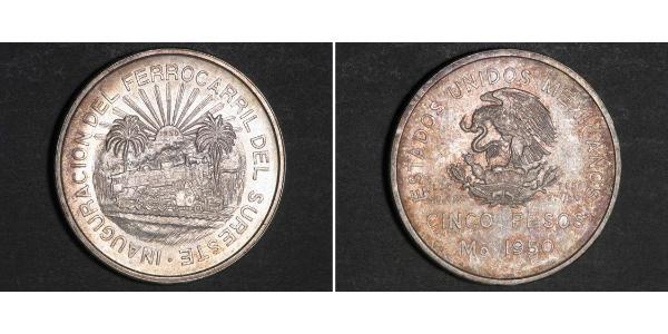 5 Peso Messico Argento 