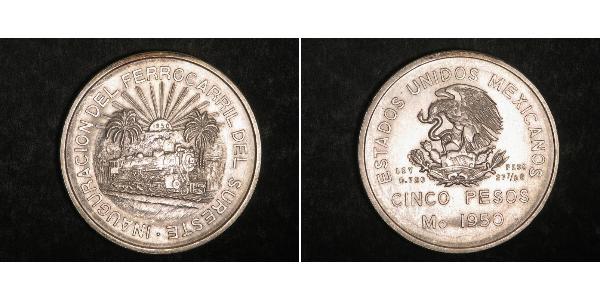5 Peso Messico Argento 