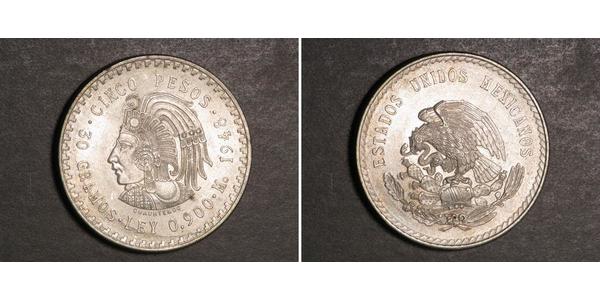 5 Peso Messico Argento 