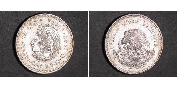 5 Peso Messico Argento 