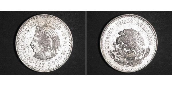 5 Peso Messico Argento 