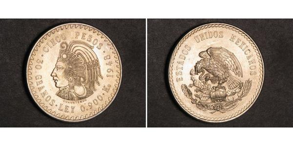 5 Peso Messico Argento 