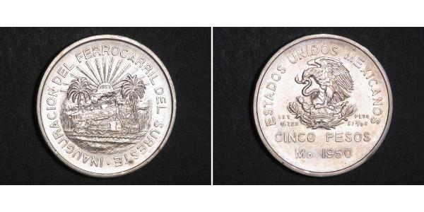 5 Peso Messico Argento 