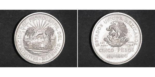 5 Peso Messico Argento 