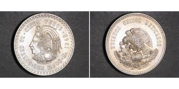 5 Peso Messico Argento 