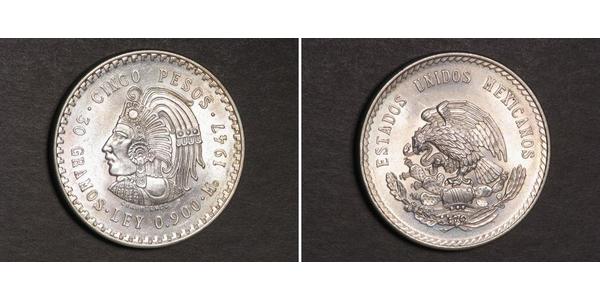 5 Peso Messico Argento 