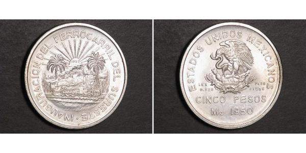 5 Peso Messico Argento 