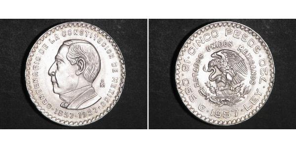 5 Peso Messico Argento 
