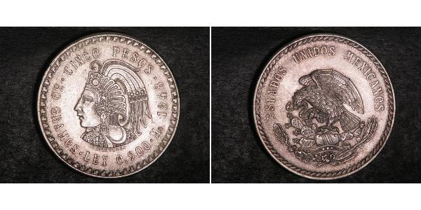 5 Peso Messico Argento 