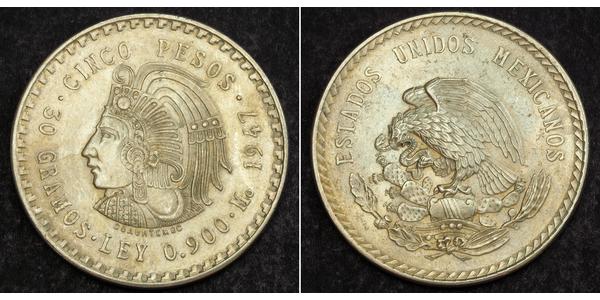 5 Peso Messico Argento 