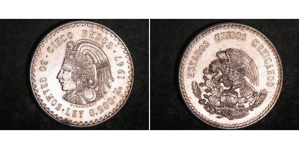 5 Peso Messico Argento 