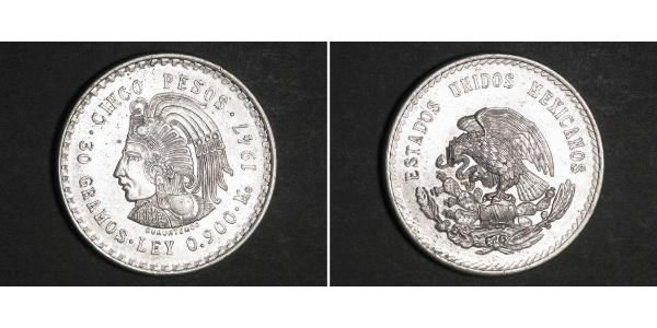 5 Peso Messico Argento 
