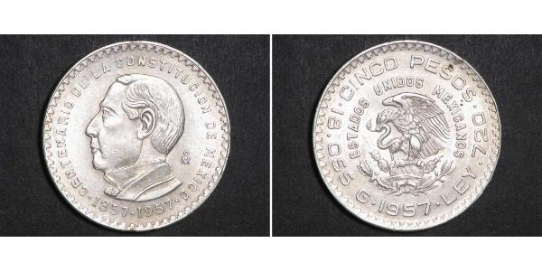 5 Peso Messico Argento 