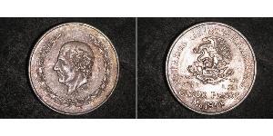 5 Peso Second Federal Republic of Mexico (1846 - 1863) Argento Miguel Hidalgo