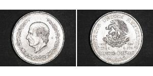 5 Peso Second Federal Republic of Mexico (1846 - 1863) Argento Miguel Hidalgo