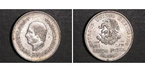 5 Peso Second Federal Republic of Mexico (1846 - 1863) Argento Miguel Hidalgo