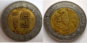 5 Peso Mexique (1867 - ) Bilame 