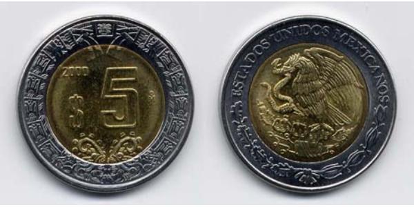 5 Peso Messico (1867 - ) Bimetal 