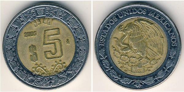 5 Peso 墨西哥 Bimetal 