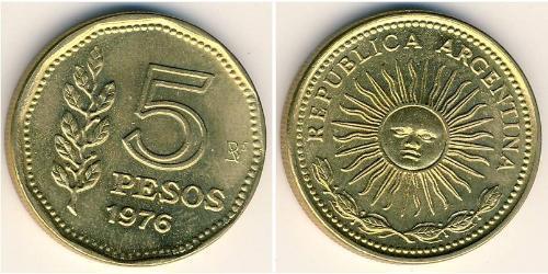 5 Peso Argentine Republic (1861 - ) Brass 