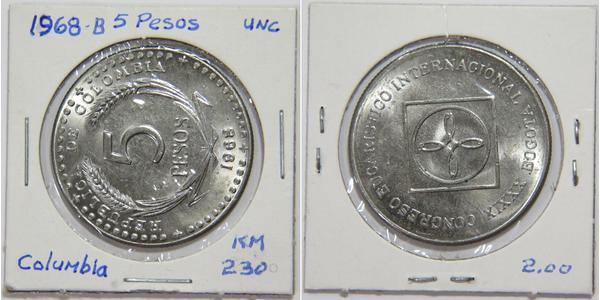 5 Peso Republic of Colombia (1886 - ) Copper/Nickel 