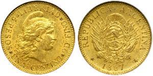 5 Peso Argentine Republic (1861 - ) Gold 