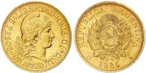 5 Peso Argentine Republic (1861 - ) Gold 