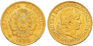 5 Peso Argentine Republic (1861 - ) Gold 