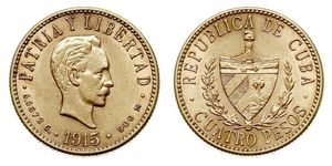 5 Peso Cuba Gold Jose Julian Marti Perez (1853 - 1895) 