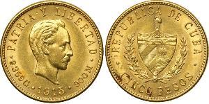 5 Peso Kuba Gold Jose Julian Marti Perez (1853 - 1895) 