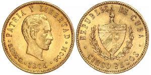 5 Peso Kuba Gold Jose Julian Marti Perez (1853 - 1895) 