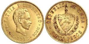 5 Peso Kuba Gold Jose Julian Marti Perez (1853 - 1895) 