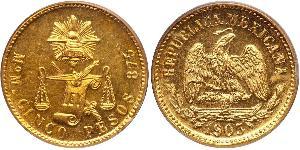 5 Peso Mexiko (1867 - ) Gold 