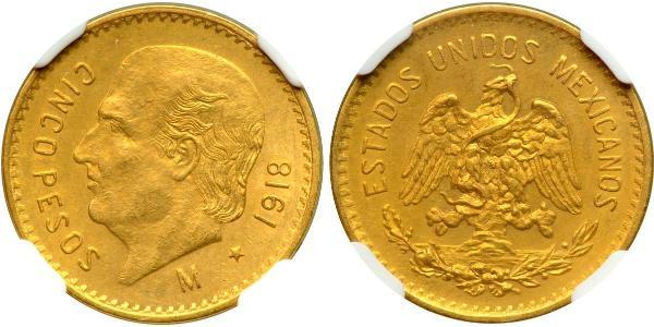 5 Peso Mexiko (1867 - ) Gold 