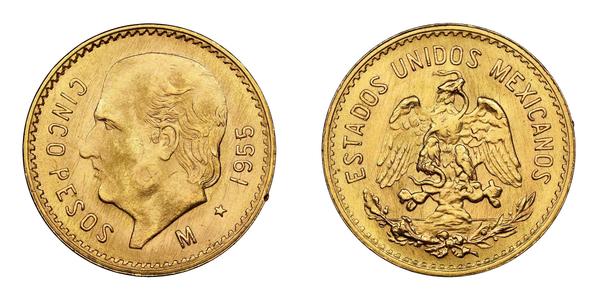 5 Peso United Mexican States (1867 - ) Gold 