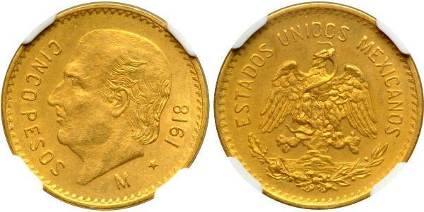 5 Peso United Mexican States (1867 - ) Gold 