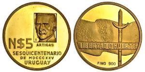 5 Peso Uruguay Gold José Gervasio Artigas