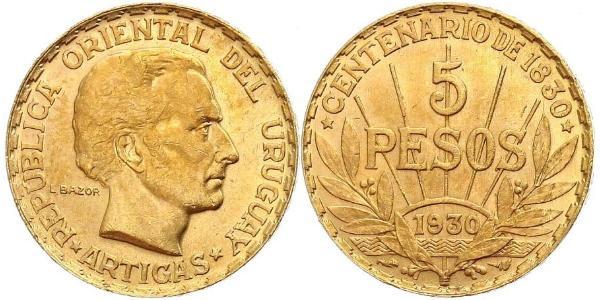 5 Peso Uruguay Gold José Gervasio Artigas