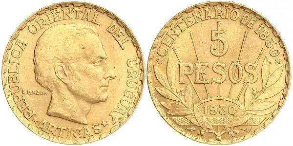 5 Peso Uruguay Gold José Gervasio Artigas