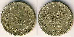 5 Peso Republik Kolumbien  (1886 - ) Kupfer/Nickel 