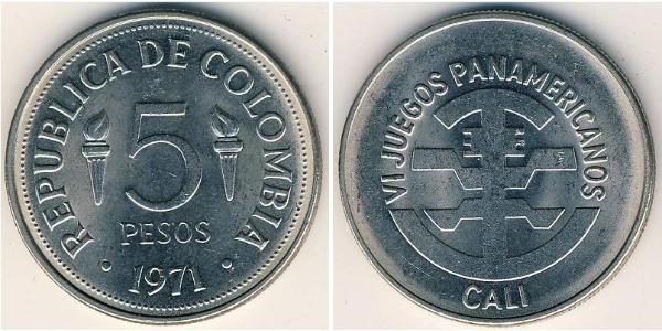 5 Peso Republik Kolumbien  (1886 - ) Nickel 